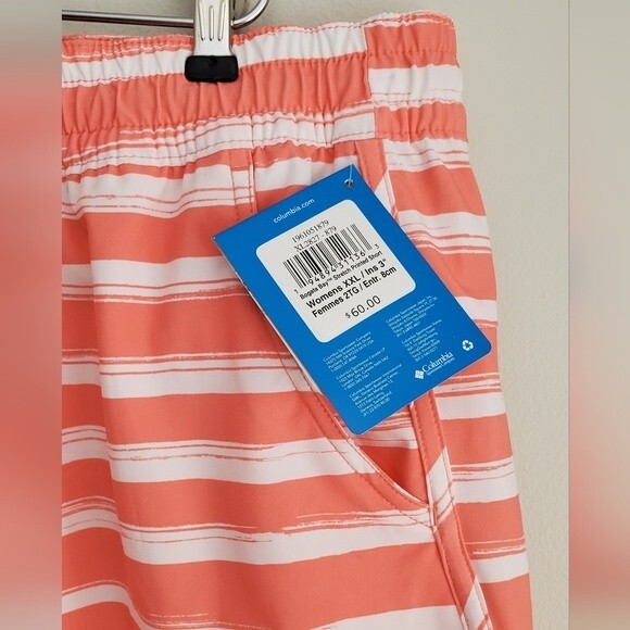 Columbia NWT Coral stripe Bogatta Bay stretch active wear shorts Women's XXL - Picture 4 of 7